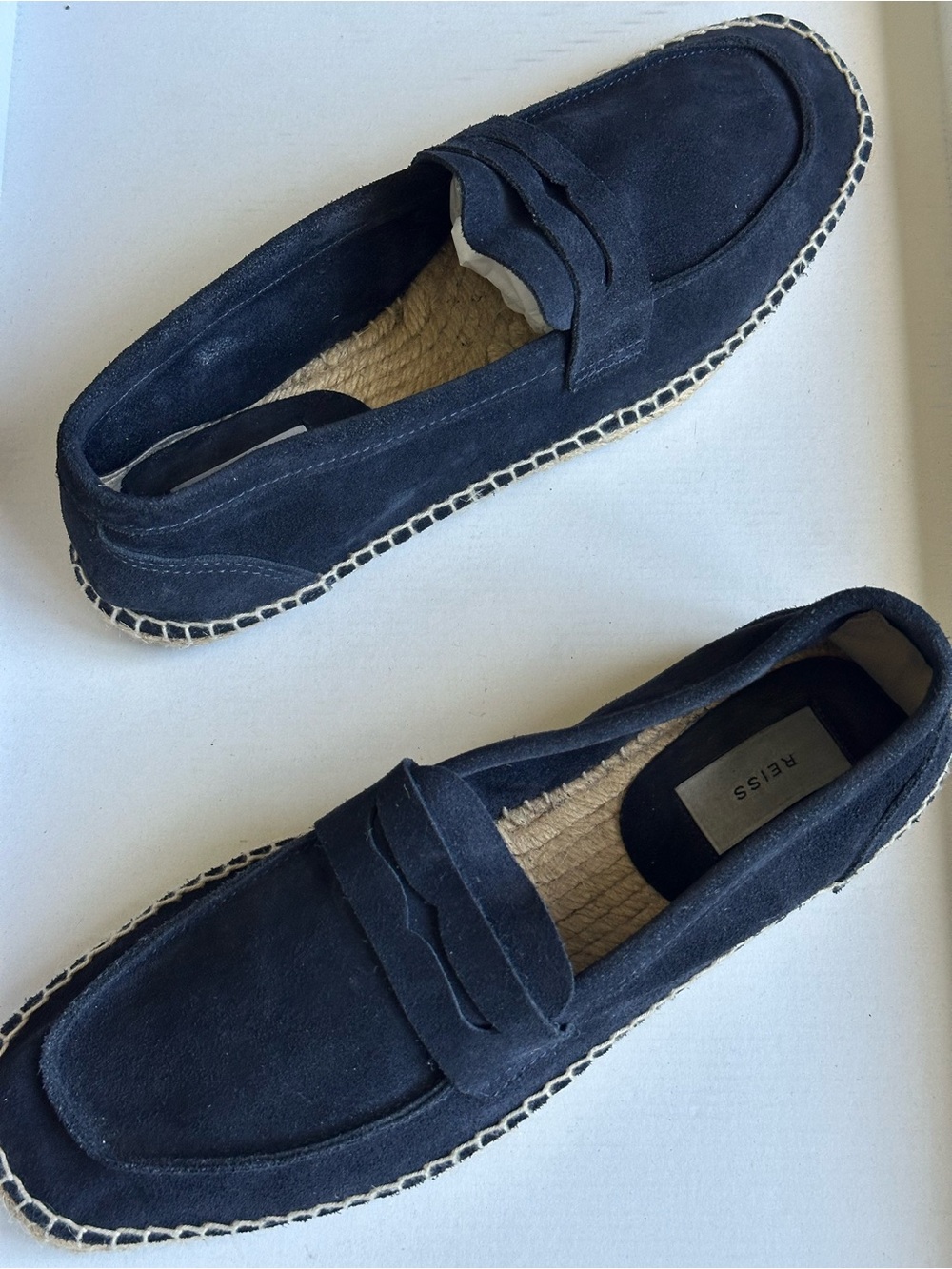 Reiss Cannes Navy Suede Penny Strap Espadrille Loafers EU 44 US 11 - Picture 14 of 16